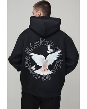 Oversized Limited Edition Dove Bonded Scuba Printed Hoodie