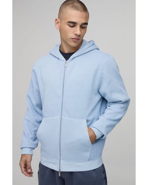 Essential Washed Boxy Zip Through Hoodie