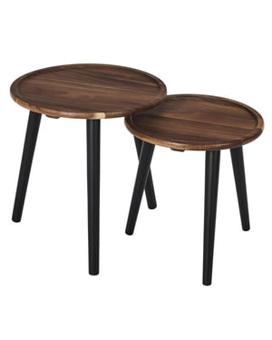 Casa di Elturo Liora bijzettafel set van 2 – acaciahout & grenen – rond – noir/marron