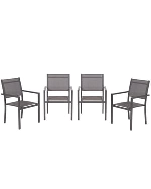 Garden Impressions Moon tuinstoelen set van 4 carbon black / antraciet