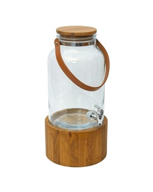 Casa di Elturo Drankdispenser lucento 6l met kraan – glazen waterdispenser met houten standaard