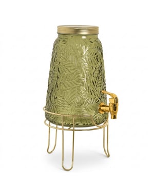Casa di Elturo Drankdispenser leafs verde 3,3l met tap kraan en metalen onderstel – /