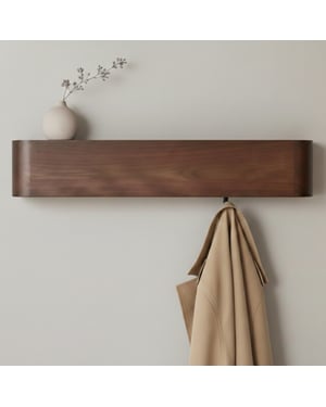 Casa di Elturo Design wand kapstok met plank bergen walnut massief grenenhout 5 haken -