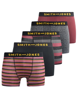 Smith & Jones Kole 5pk Mens Boxer Shorts