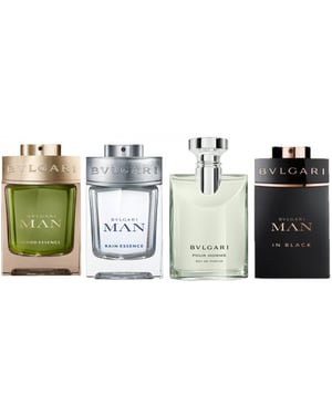 Bvlgari Miniatures For Him Gift Set 5ml EDT + 5ml Rain Essence EDP + 5ml Wood Essence EDP + 5ml In Black EDP