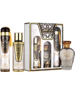Ard Al Zaafaran Turab Al Dhahab Gift Set: EDP 100ml - Perfume Mist 250ml - Air Freshner 300ml