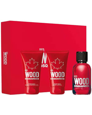 Dsquared2 Red Wood Gift Set 50ml EDT Spray + Shower Gel 50ml + Body Lotion 50ml