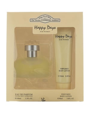 Designer French Collection Happy Days Gift Set 100ml EDP Spray + Body Lotion 90Ml