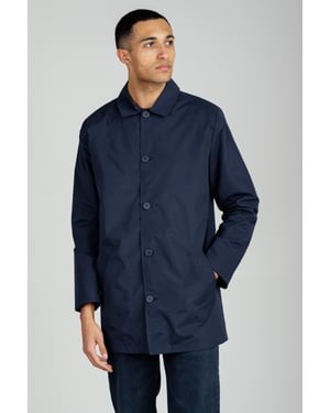 Navy Mid Length Button-Up Mac Coat
