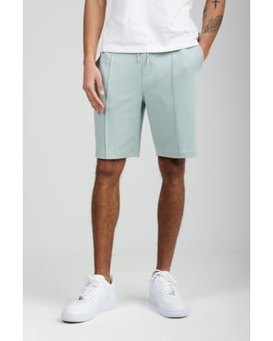 Light Green Soft Jersey Shorts With Middle Seam And Drawstring Waist