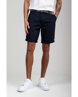 Navy Cotton Belted Chino Shorts