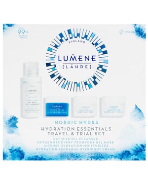 Lumene Nordic Hydra Gift Set 50ml Oat Milk Oil Cleanser + 15ml Gel Mask + 15ml Moisturizer + 15ml Overnight Cream