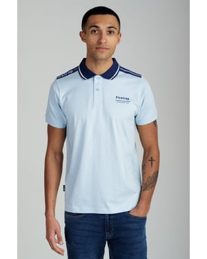 Light Blue Regular Fit Cotton Jersey Polo With Taping
