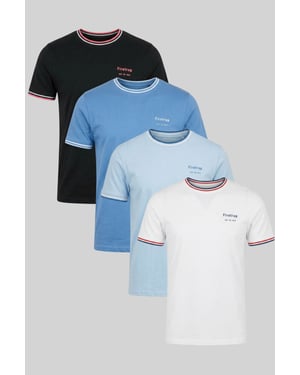 Multi 4 Pack Regular Fit Cotton Crew T-Shirts