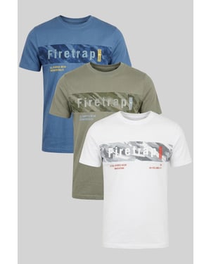 Multi 3 Pack Regular Fit Cotton Graphic Crew Neck T-Shirts