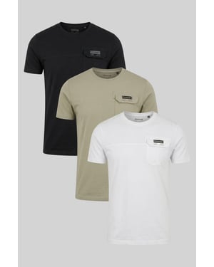Multi 3 Pack Regular Fit Cotton Pocket Tees