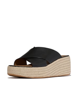 FitFlop Platfforms espadrille leather wedge cross slides