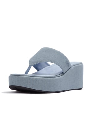 FitFlop Platfforms denim wedge toe-post sandals