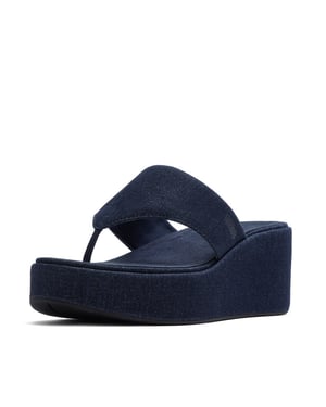 FitFlop Platfforms denim wedge toe-post sandals