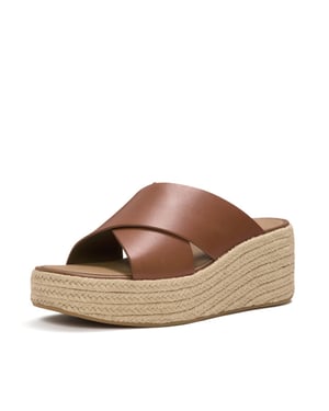 FitFlop Platfforms espadrille leather wedge cross slides