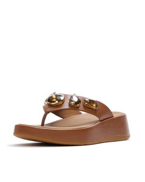 FitFlop F-mode ultra-jewel leather toe-post sandals
