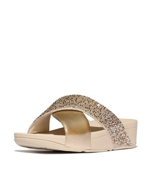 FitFlop Lulu crystal-mix metallic cross slides