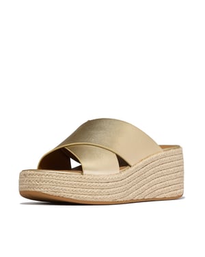 FitFlop Platfforms espadrille leather wedge cross slides