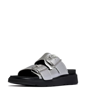 FitFlop Gen-ff buckle tumbled-leather two-bar slides