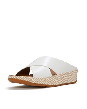 FitFlop Lulu lux graphic-weave leather cross slides