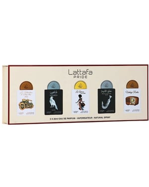 Lattafa Giftset Collection 5 x 20ml (Shaheen Silver, La Collection D'Antiquites 1910, Vintage Radio, Ishq Al Shuyukh Silver, La African Drummer)