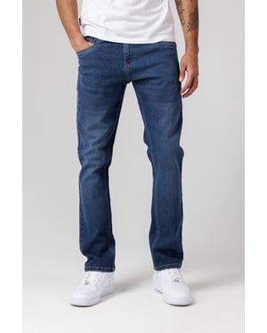 Mid Navy Straight Leg Cotton Rich Jeans