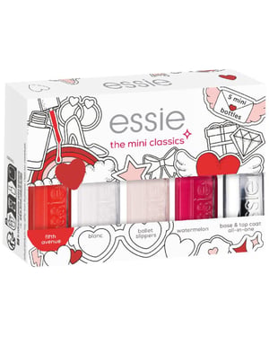 Essie The Mini Classics Nail Polish Gift Set 5ml Fifth Avenue + 5ml Blanc + 5ml Ballet Slippers + 5ml Water Melon + 5ml Base & Top Coat