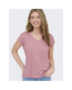 Only Onlsilvery s/s v neck lurex top jrs