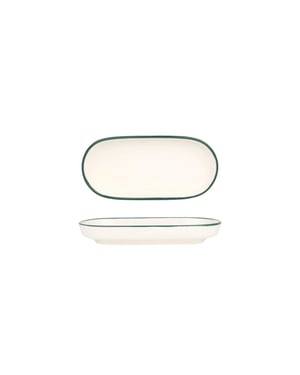 Rinart Serveerschaal green edge porselein 16x8.5 cm set van 2