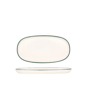 Rinart Serveerschaal green edge porselein 25x13 cm set van 2