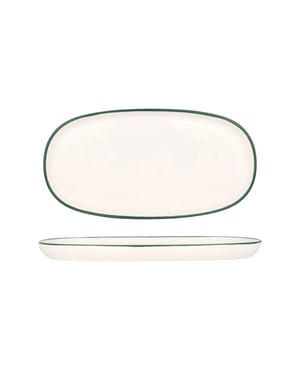 Rinart Serveerschaal green edge porselein 30x15 cm set van 2