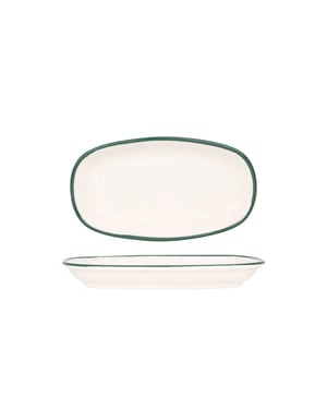 Rinart Serveerschaal green edge porselein 25x15 cm set van 2
