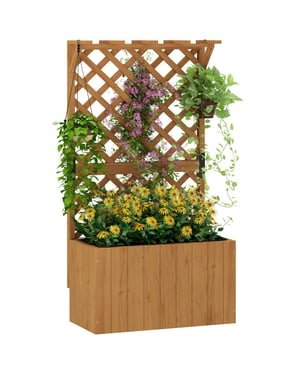 4goodz Plantenbak hout met klimrek -33x64x122 cm