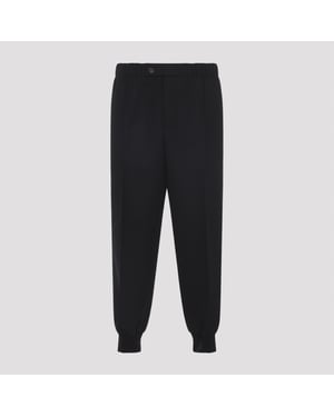 Black Virgin Wool Track Pants