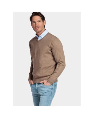 Bos Bright Blue Pullover heren cotton v-neckregular fit zand 618100cct-13/865