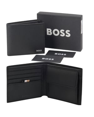 Hugo Boss Mens Leather Wallet Zair_4cc Bifold Credit Cardholder