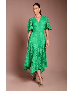 Placement Lace Hanky Hem Dress