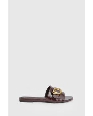 Gold Buckle Detail PU Slider
