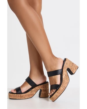 Wide Fit Cork Double Strap Platform