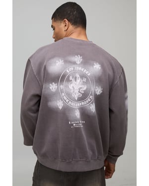 Oversized Graphic Printed Washed Sweatshirt