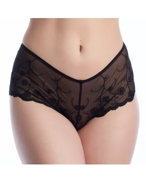 Women's Embroidered Tulle Culotte Panties with Garter Belts GRACE