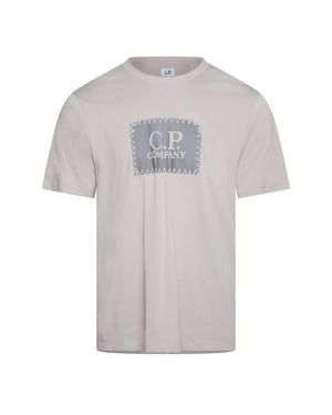 Men's C.P. Company 30/1 Jersey Logo Label T-Shirt in Beige