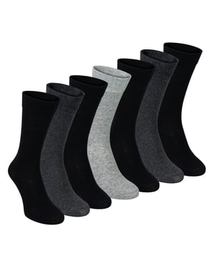 7 Pack Herrklassiska Kostymsockar - Mjuka Andningsbara Enfärgade Klädsockar