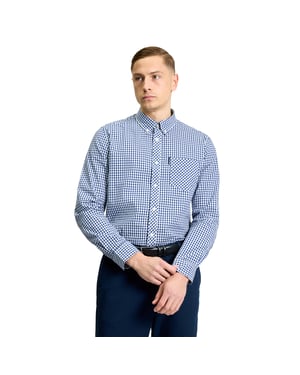 Ben Sherman Heren Signature Gingham Overhemd met Lange Mouwen (Donkerblauw)