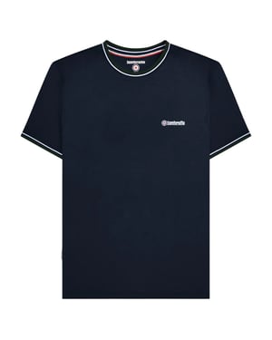 Lambretta Mens AW24 Twin Tip Pique T-Shirt (Navy/White/Green)